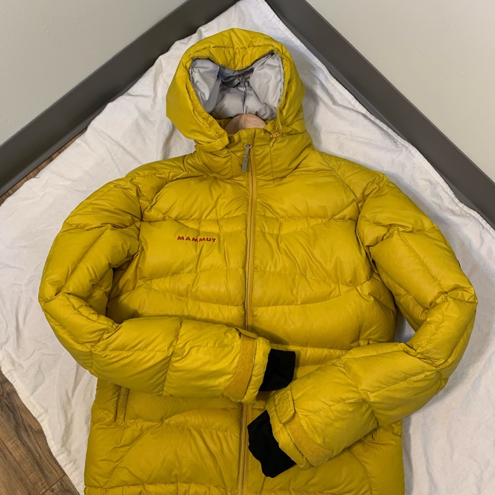 Warm yellow winter Mammut puffer jacket